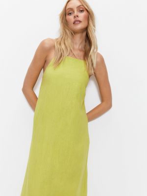 Льняное длинное платье Warehouse зеленое