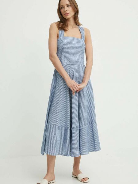 Sukienka midi bawełniany Lauren Ralph Lauren niebieski