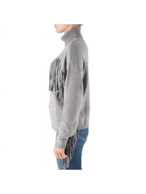 Jersey cuello alto con flecos con cuello alto de tela jersey Replay gris