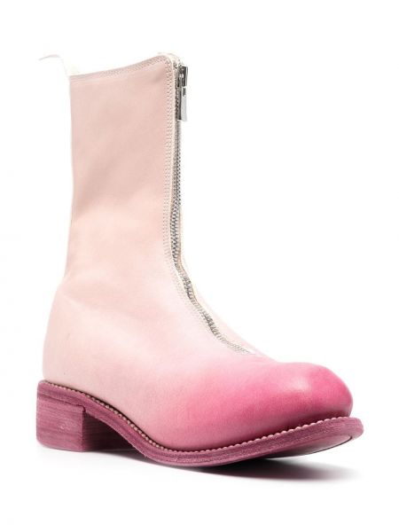 Kožené kotníkové boty na zip Guidi růžové
