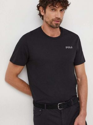 Памучна поло тениска с принт Polo Ralph Lauren черно