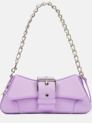 Kožená kabelka Balenciaga fialová