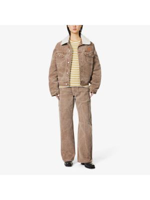 Утепленная джинсовая куртка с аппликацией Acne Studios коричневая
