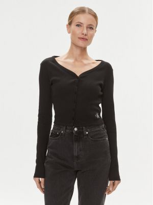 Priliehavá blúzka Calvin Klein Jeans čierna