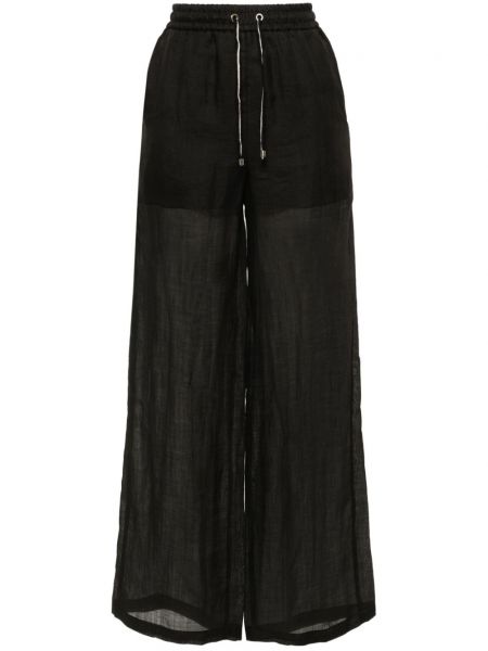 Černé průsvitné rovné kalhoty Lorena Antoniazzi