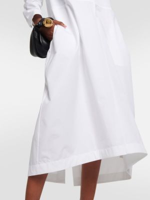 Pamučna midi haljina Jil Sander bijela