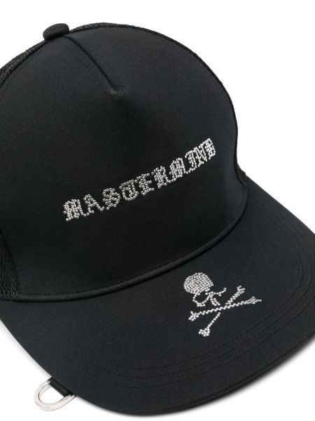 Tinklinis kepurė su snapeliu su kristalais Mastermind Japan juoda