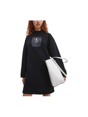 Dzianinowa sukienka midi Calvin Klein czarna