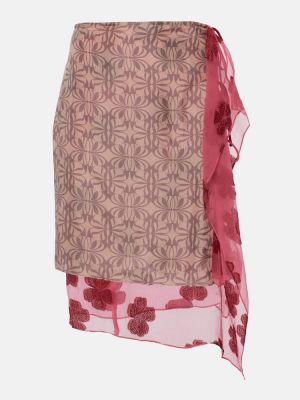 Svilena midi suknja s printom od muslina Dries Van Noten