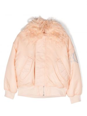 Printti pitkä takki tytöille Mm6 Maison Margiela Kids pinkki