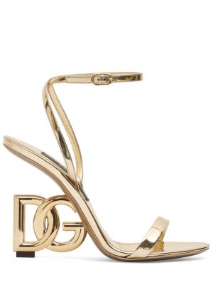 Kožené sandály Dolce & Gabbana zlaté