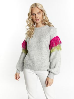 Меланжов пуловер Izia сиво