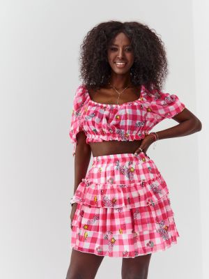 Mini sukně s volány Fasardi růžové