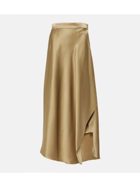 Asymetrické hedvábné dlouhá sukně Loro Piana hnědé