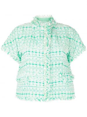 Veste avec perles en tweed Shiatzy Chen vert