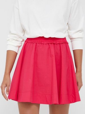 Pamučna mini suknja Sisley ružičasta