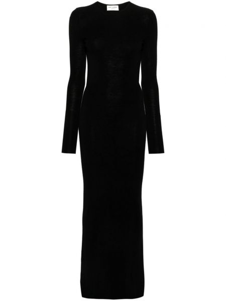 Pletena večernja haljina Saint Laurent crna