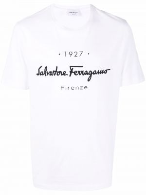 T-shirt con stampa Ferragamo bianco