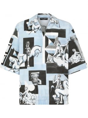 Camisa con estampado con estampado geométrico Dolce & Gabbana azul