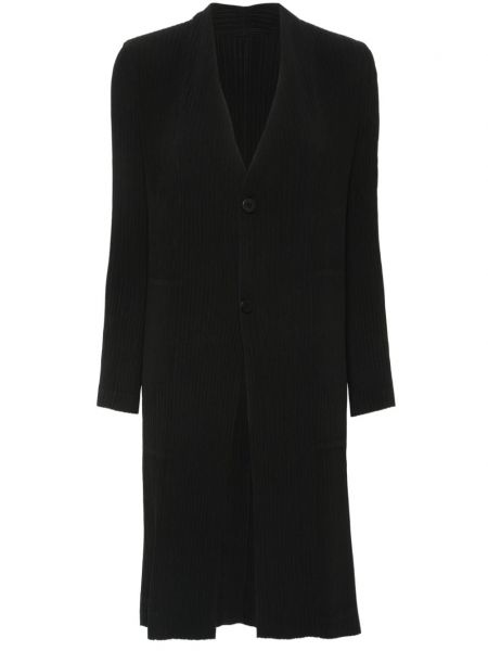 Palton cu decolteu în v plisat Issey Miyake negru