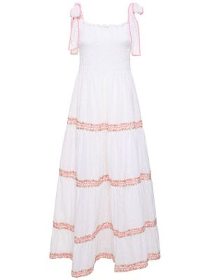Βαμβακερή φόρεμα με κέντημα με κορδόνια Flora Sardalos λευκό