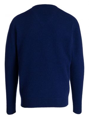 Haftowany sweter z dekoltem w serek Pringle Of Scotland niebieski