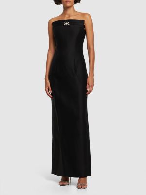 Svilena volnena dolga obleka Versace črna