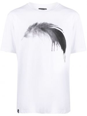 Bombažna majica s perjem s potiskom Patrizia Pepe