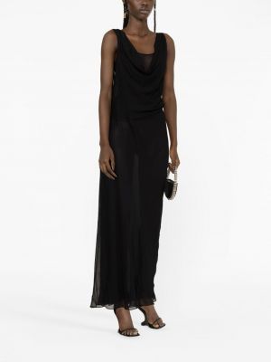 Drapované hedvábné koktejlové šaty Christopher Esber černé