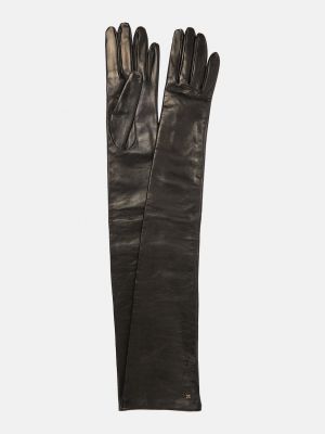 Черные кожаные перчатки Max Mara