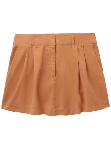 Mini spódniczka bawełniana plisowana Stella Mccartney pomarańczowa