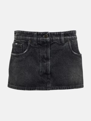 Spódnica jeansowa z niską talią Prada czarna