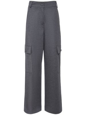 Vlněné cargo kalhoty jersey Max Mara šedé