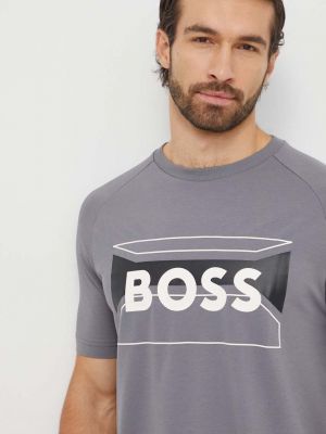 Памучна тениска с дълъг ръкав с принт Boss Green