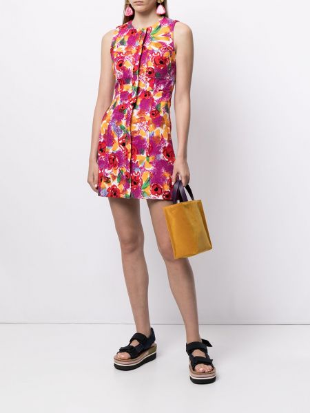 Květinové mini šaty Chanel Pre-owned fialové