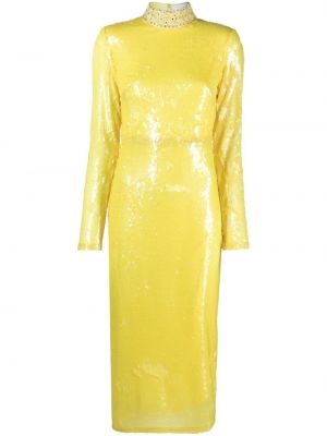 Миди рокля с пайети Dina Melwani жълто