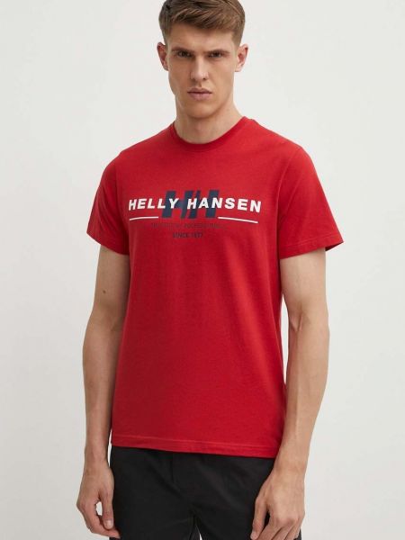 Czerwona koszulka bawełniana Helly Hansen