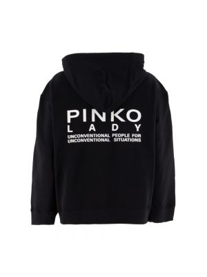Bluza z kapturem z nadrukiem puchowa Pinko czarna