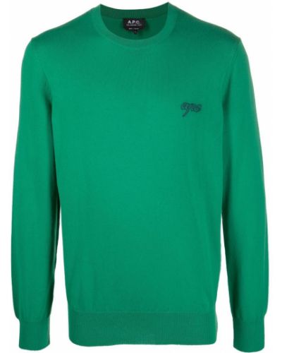 Medvilninis siuvinėtas džemperis A.p.c. žalia