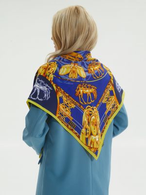 Платок с животным принтом русские в моде синий