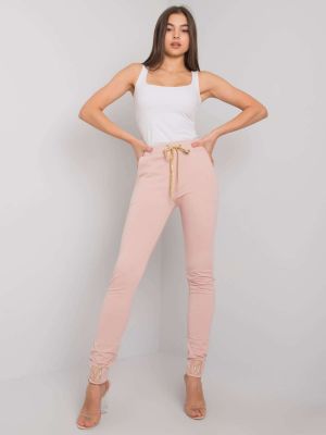 Pantaloni sport cu aplicații Fashionhunters roz