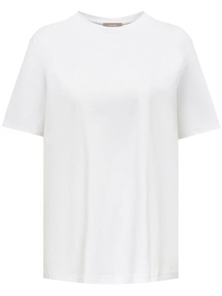 Памучна тениска с кръгло деколте 12 Storeez бяло