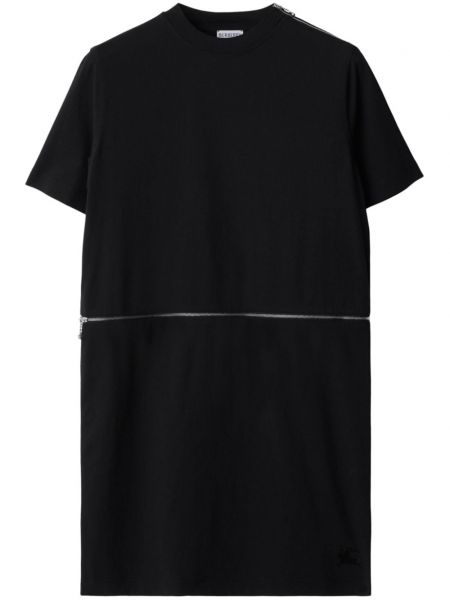Памучна рокля бродирана Burberry черно