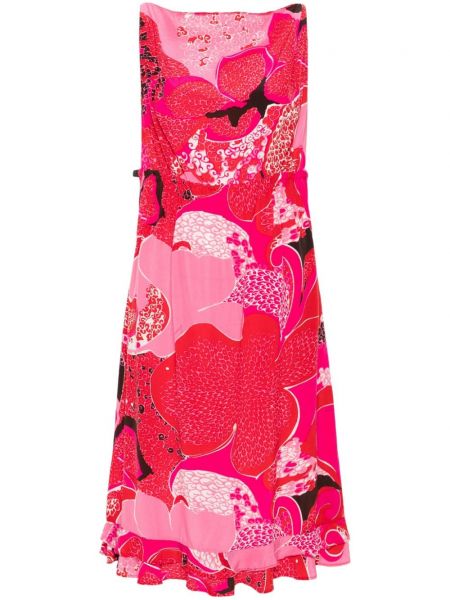 Lepršava haljina s cvjetnim printom s printom Gucci Pre-owned