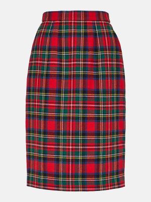 Kostkované vlněné mini sukně Saint Laurent