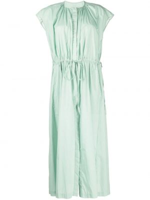 Plisované bavlněné šaty s krátkými rukávy Toogood - zelená