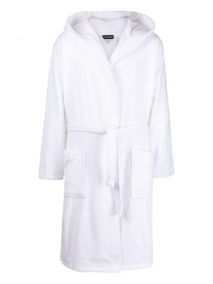 Памучен халат бродиран Emporio Armani бяло