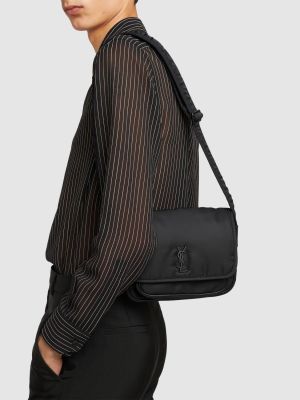 Νάιλον δερμάτινη τσάντα χιαστί Saint Laurent μαύρο