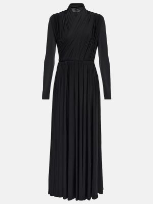Μάξι φόρεμα από ζέρσεϋ ντραπέ Balenciaga μαύρο