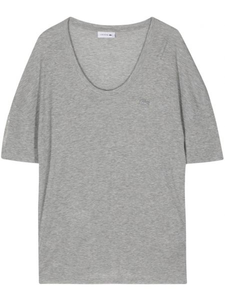 Lyocellové tričko s výšivkou Lacoste sivá